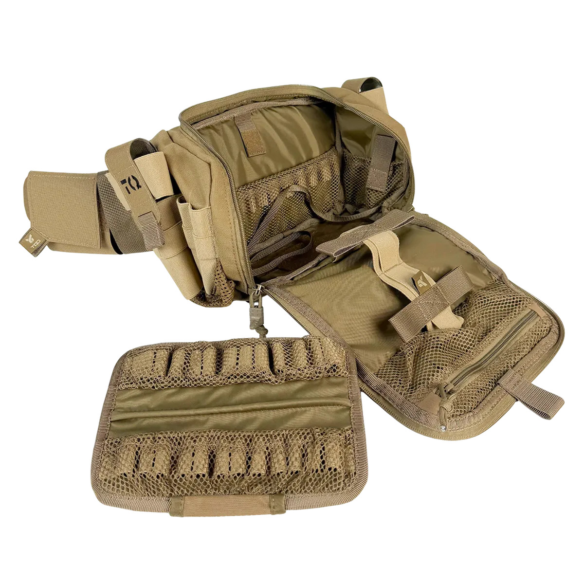 Borsa medica BM33 Coyote aperta con tasche interne in rete e organizzatore rimovibile separato
