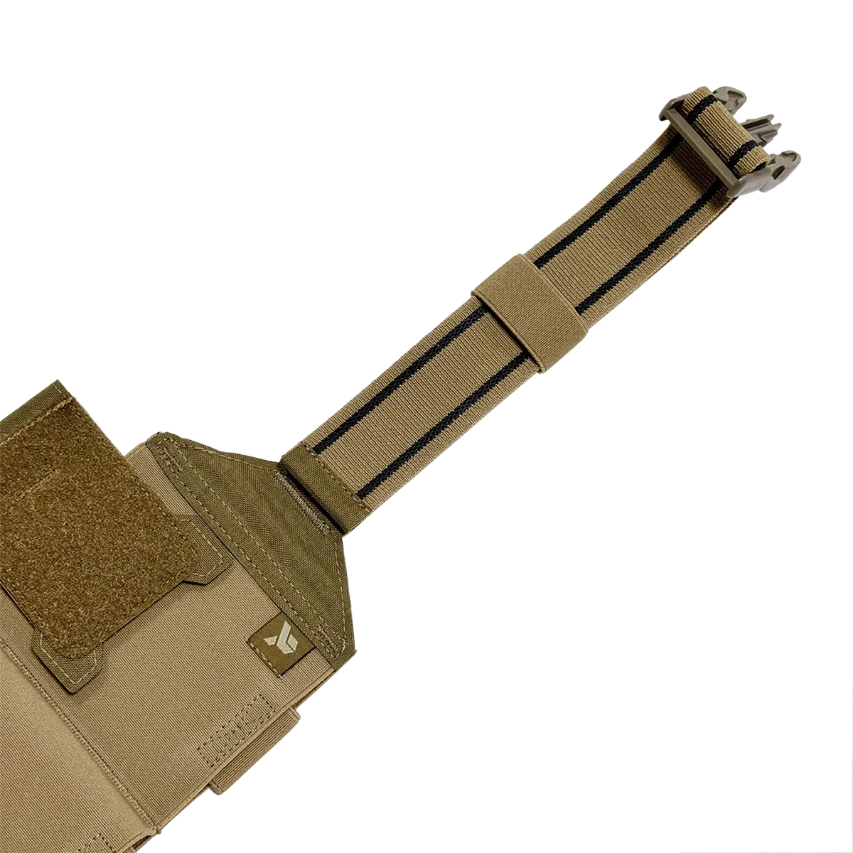 Dettaglio della cinghia elastica regolabile del cosciale medico DNIPRO PM25 GEN2 Coyote.