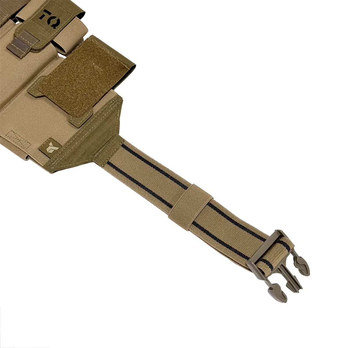 Dettaglio della fascia elastica regolabile per la coscia del cosciale medico DNIPRO PM25 GEN2 Coyote.