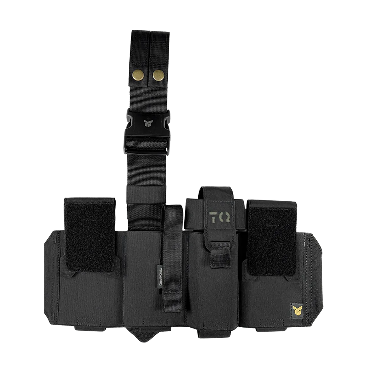 Cosciale medico aperto DNIPRO PM25 GEN2 Nero con cintura regolabile e supporti ad accesso rapido per dispositivi di primo soccorso.