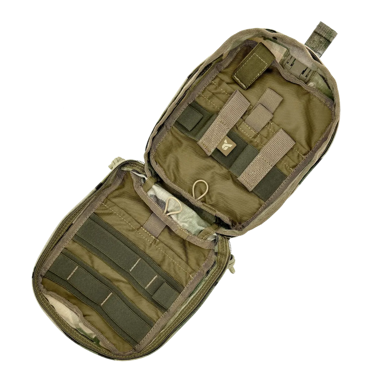 Interno del porta IFAK Dnipro PM24 GEN2 Multicam con scomparti ed elastici di fissaggio