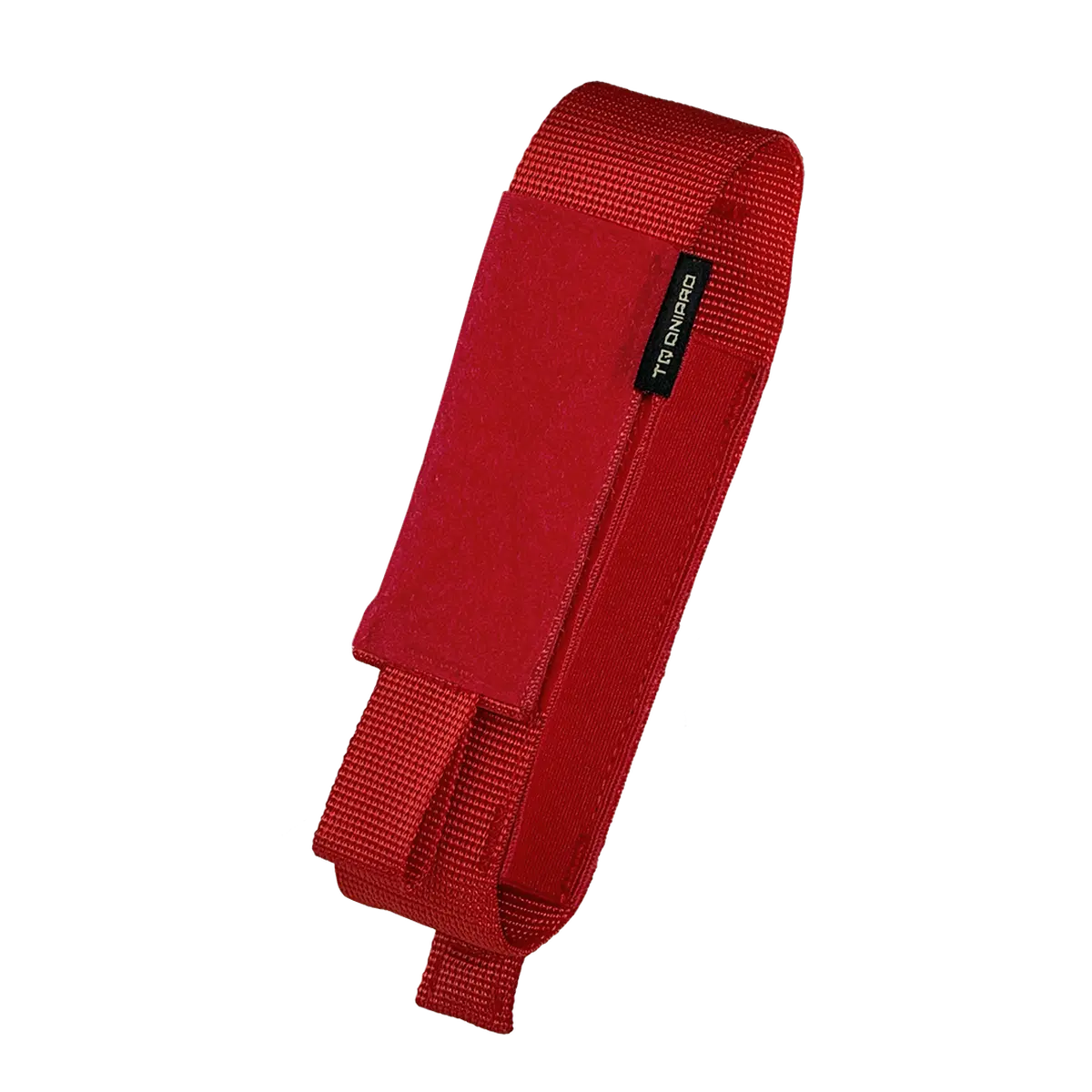 Vista prospettica del porta tourniquet tattico DNIPRO MP01 Rosso con chiusura a Velcro