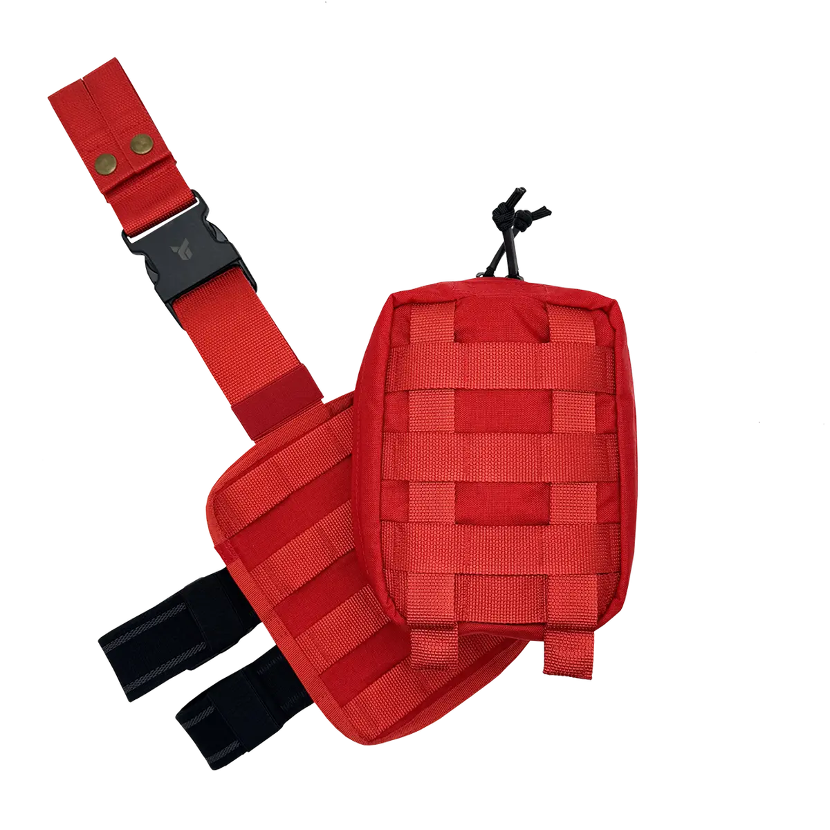 Retro della piattaforma da coscia per kit medico DNIPRO PM21 rosso, con due cinghie elastiche regolabili e fibbie FAST nere.